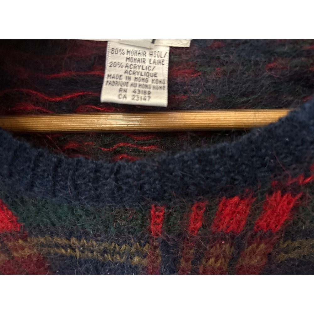Vintage 90,s Talbots Mohair Wool Sweater Plaid Dark Academia Preppy Grunge Cozy - Picture 4 of 5